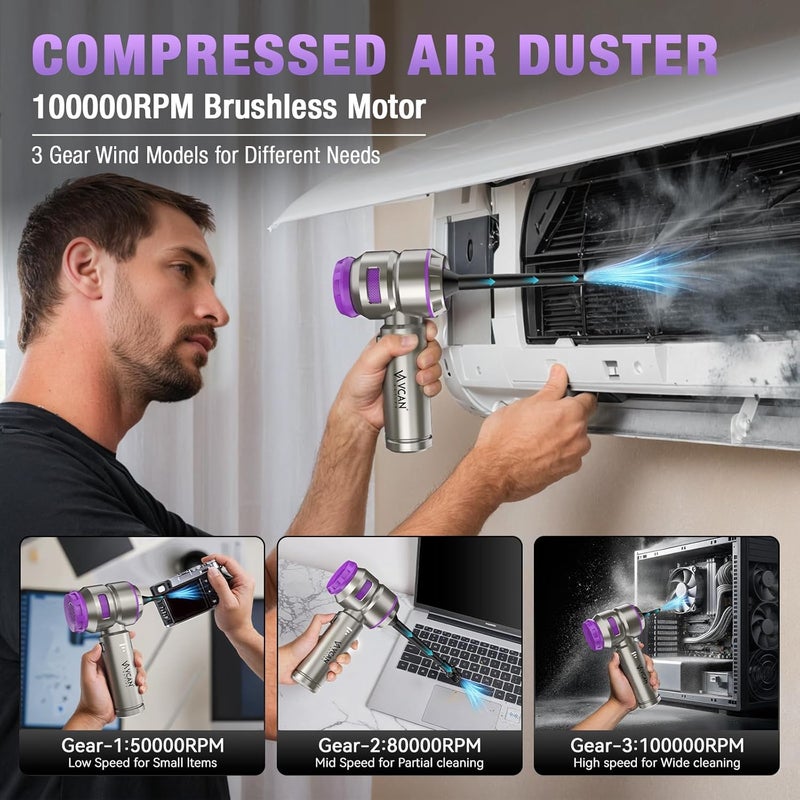 VCAN ACTIVE Car Vacuum Portable Cordless 18000PA High Power Mini Vacuum Cleaner Hand Vacuum Cordless Rechargeable, with with Brushless Motor for Car Detailing Keyboard Cleaner Home Cleaning(Purple) - Image 4